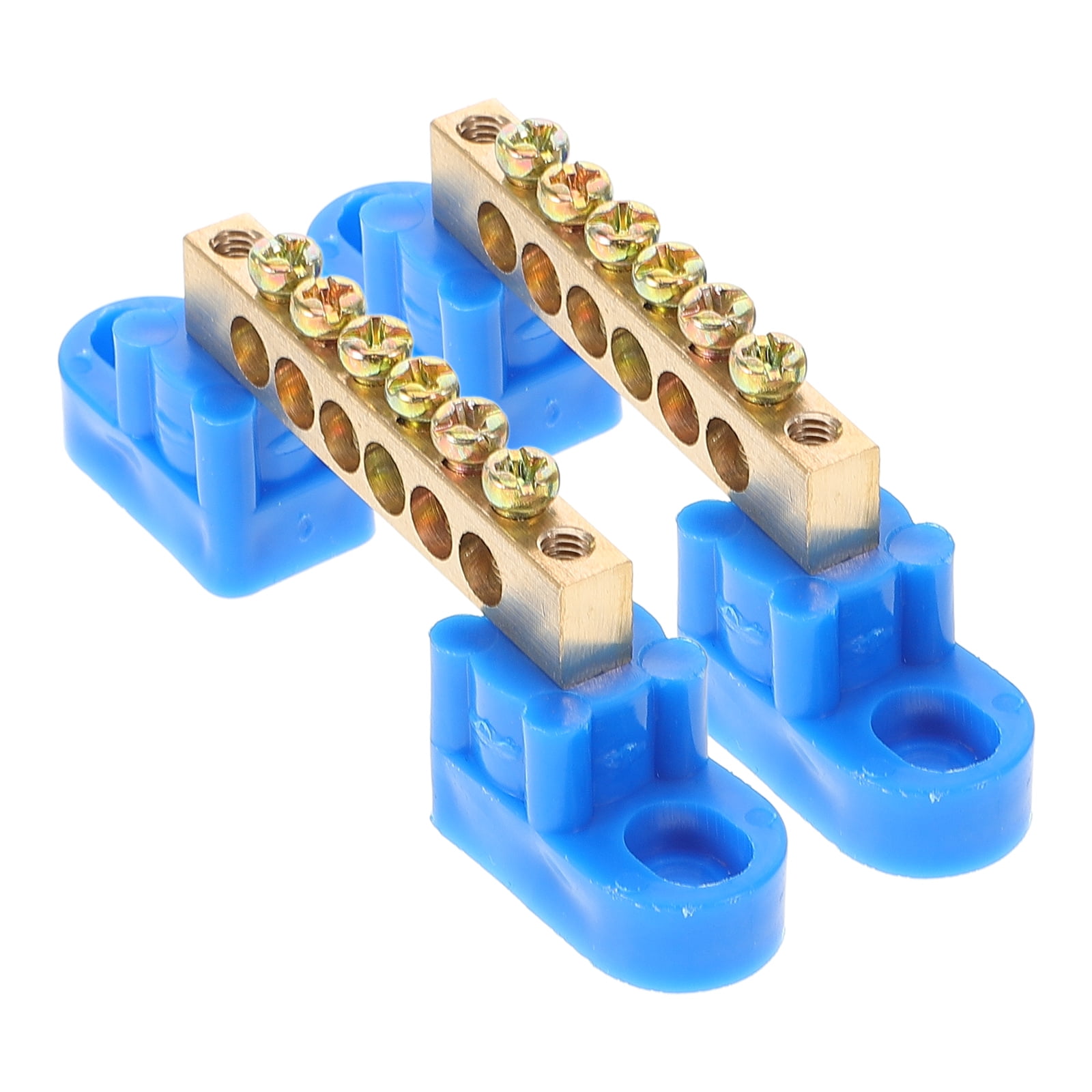 2 Pcs Copper Terminal Copper Ground Bar 6 Terminal Positions Ground Bus