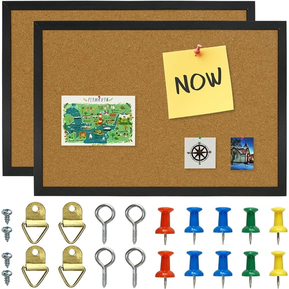 2 Pcs Cork Board, 17.7"X 13.3" Bulletin Board, Vision Board, Notice Pin Board, Ideal for Office & Home Decor, School Message Board