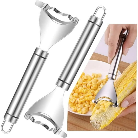 2 Pcs Corn Peeler Corn Planer Thresher Stainless Steel Corn Peeler for Corn On the Cob Corn Kernel Remover Tool Magic Corn Stripper Tool Corn Cutter with Ergonomic Handle for Kitchen