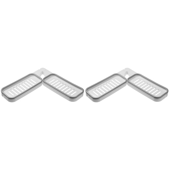 2 Pcs Corner Shelf Storage Rotatable Rack Kitchen Wall Draining Bathroom Wall-mount Shelves