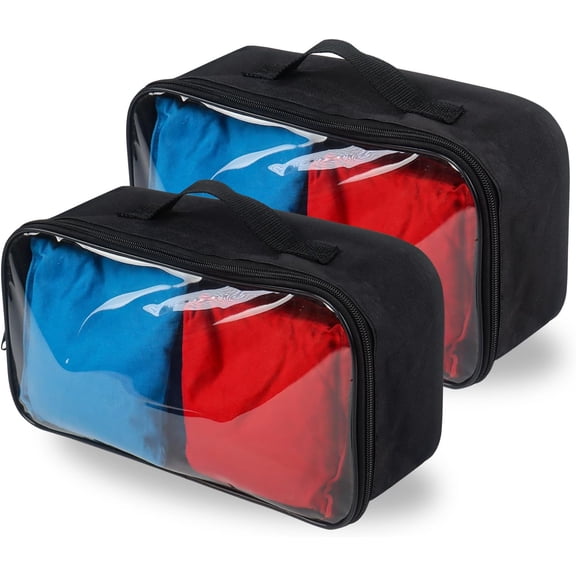 2 Pcs Cornhole Bag Carry Case, Carrying Case Holds 8 Bean Bags with Portable Handle for Storage, Transport Black -