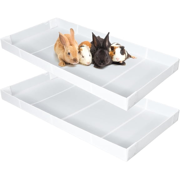 2 Pcs Corrugated Plastic Cage Liner Base 2 x 4 Panel for Small Animals 55 x 27 Inch White