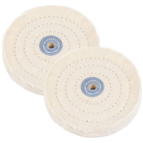 2 Pcs Cotton Buffing Wheel Set, 6 inch Polishing Disc with Concentric Stitching, Soft Flannel Edges, 12 mm Bore Bench Grinding Machine Tool for Jewelry Metal Wood Polishing