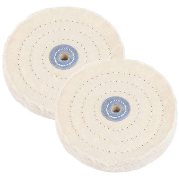 2 Pcs Cotton Buffing Wheel Set, 6 inch Polishing Disc with Concentric Stitching, Soft Flannel Edges, 12 mm Bore Bench Grinding Machine Tool for Jewelry Metal Wood Polishing