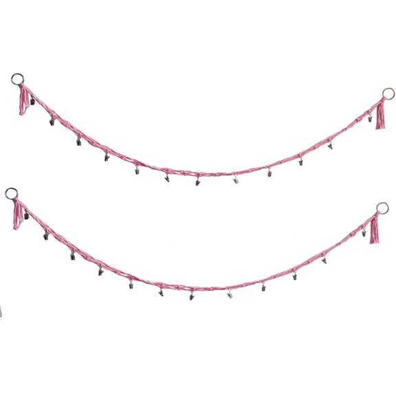 2 Pcs Cotton Hanging Storage Chains for Stuffed Animal, Each Boho Display Chain Comes with 20 Metal Clips, Hanging Storage Organizer for Wall or Corner Nursery playroom