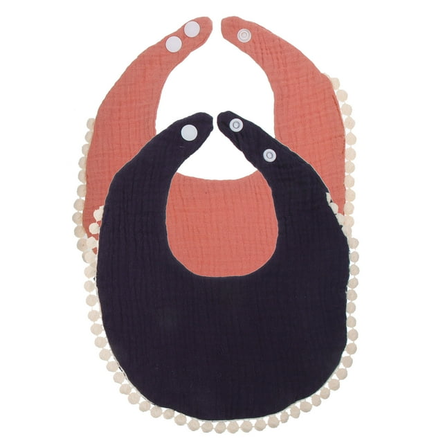 2 Pcs Cotton Simple Design Bibs Sweatabsorbent Baby Saliva Water