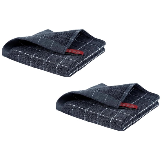 2 Pcs Cotton Terry Kitchen Dish Cloths, Ultra Soft and Absorbent Dish Towels for Kitchen, Perfect for Drying and Washing Dishes, 12x12 Inch, Dark Gray