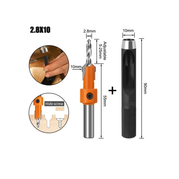 2 Pcs Countersink Router Bit 10mm Punching Drill Screw Extractor Milling Cutter For Woodworking Tools Accessories