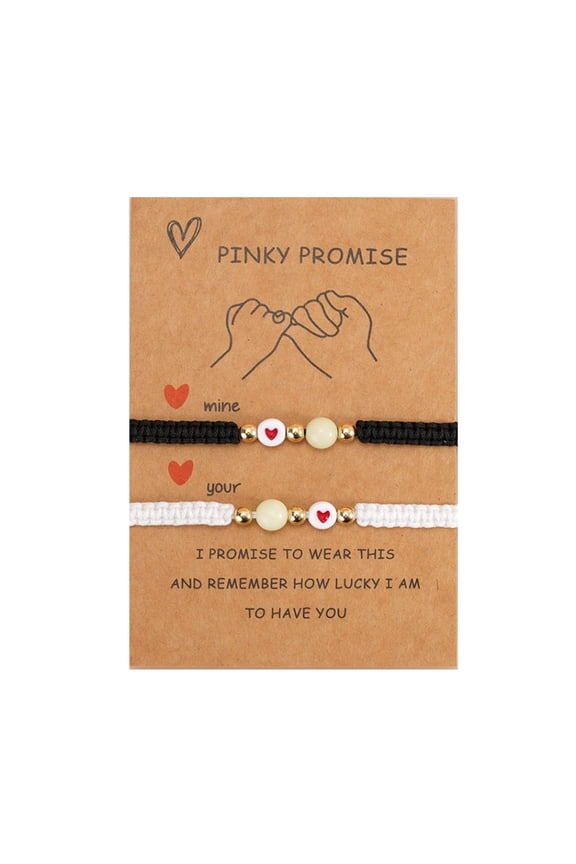 2 Pcs Couple Card Bracelets Love Bead Bangles for Friendship Sister Women Man Wish Jewelry Gift