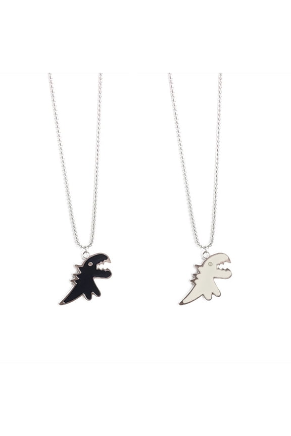 2 Pcs Couples Dino Necklaces For Women Men Matching Best Friend Trendy Promise Chains for Teens Neck Jewelry