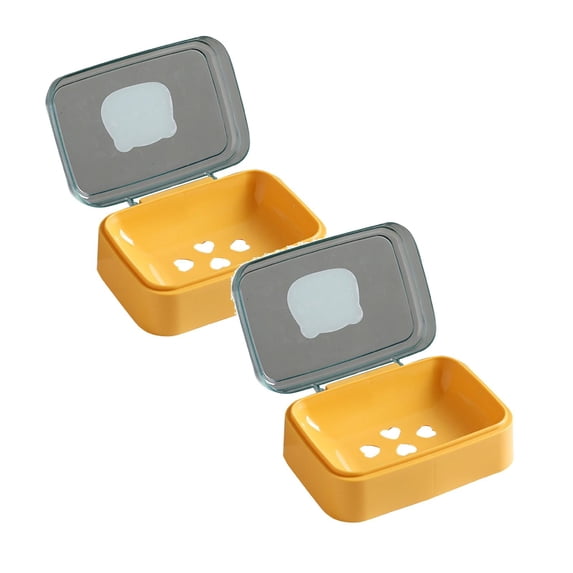 2 Pcs Covered Self-Draining Soap Holder, Travel Soap Containers Lightweight Plastic Bar Soap Holder Boxes with Cover Portable Soap Case for Kitchen, Shower, School, Gym 5.5x4"