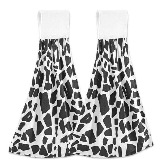 2 Pcs Cow Print Kitchen Hand Towels with Hanging Loops Absorbent Soft Fast Drying Decor Bath Towels