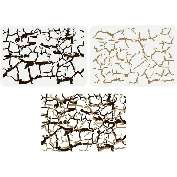 2 Pcs Crack Stencil for DIY Painting 8.3x11.7inch Reusable Fissures Painting Template Layered Broken Slit DIY Craft Decoration Stencil for DIY Painting on Wood Wall Fabric Paper Furniture