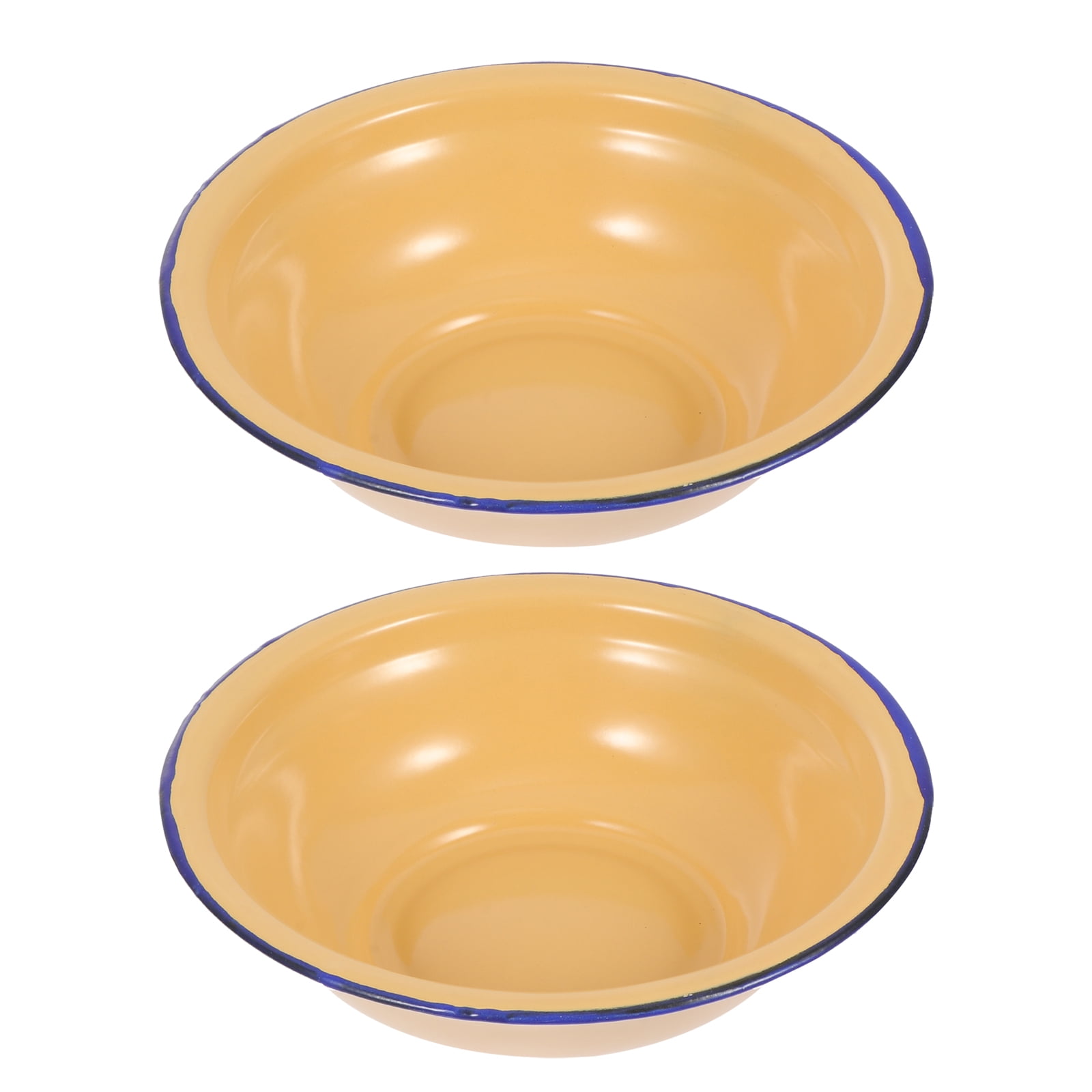 2 Pcs Creative Enamel Basin Extra Large Bowl Mixing Bowls Yellow