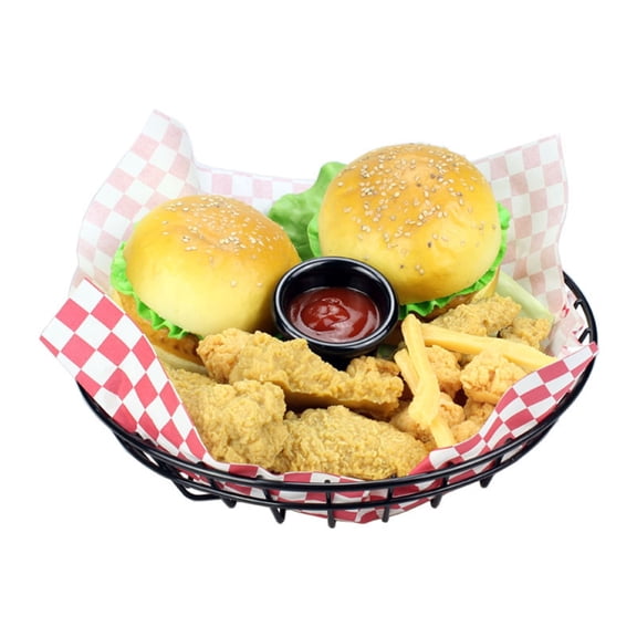 2 Pcs Creative Tableware, Restaurant Shop Round Net Basket, French Fries Bread Basket (Black)