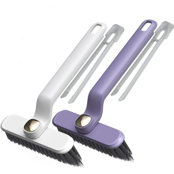 2 Pcs Crevice Cleaning Brush, Kvago 2 in 1 Hard Bristle Crevice Cleaning Brush, 360° Rotating Gap Cleaning Brush Tool for Household Bathroom Kitchen (White + Purple)