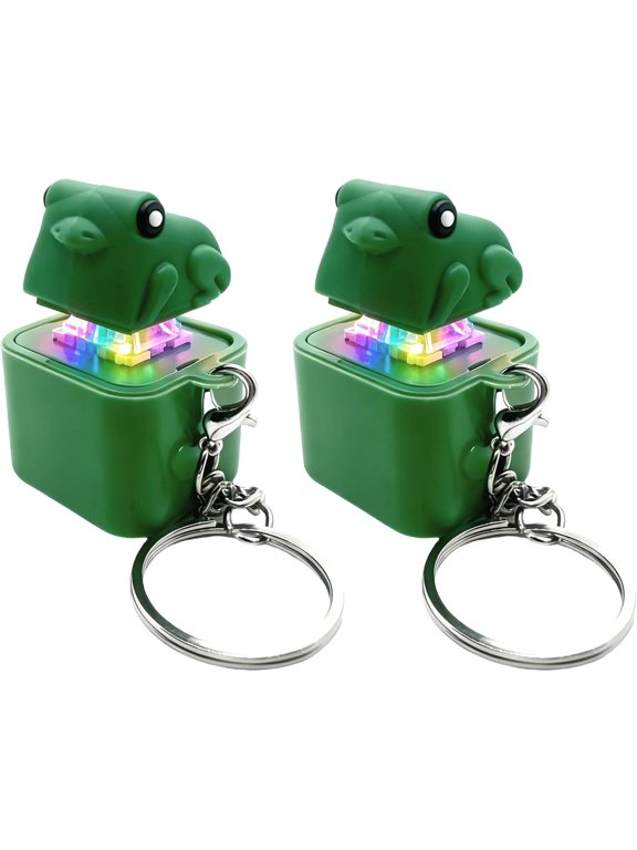 2 Pcs Croaking Frog Keychain Noise Maker Frog Fidget Rechargeable Adults Fidget Keyboard Clicker with Colorful Lights Fun Portable Anxiety Relief Sensory(RL)