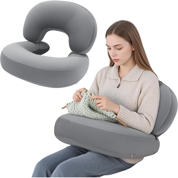 2 Pcs Crochet Pillow for Lap Lumbar Support, Reading Pillow for Gaming with Memory Foam, Compact Arm Support for Reading Playing Crocheting Gaming Working