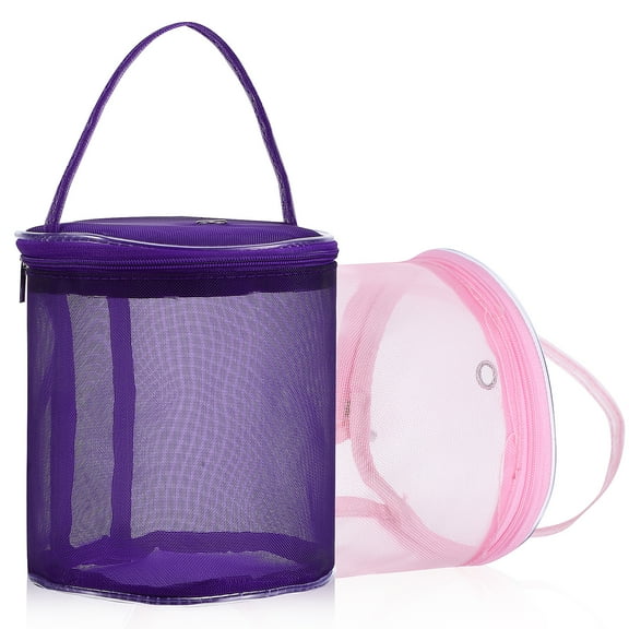 Raindrops Pink Crochet Craft Storage Bags for Outdoor Use, 2-Pack Organizer Pouch Set for Yarn and Supplies
