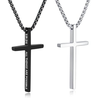 Euphrates, Cross Necklace for Men, 18 Inches, Silver - Walmart.com