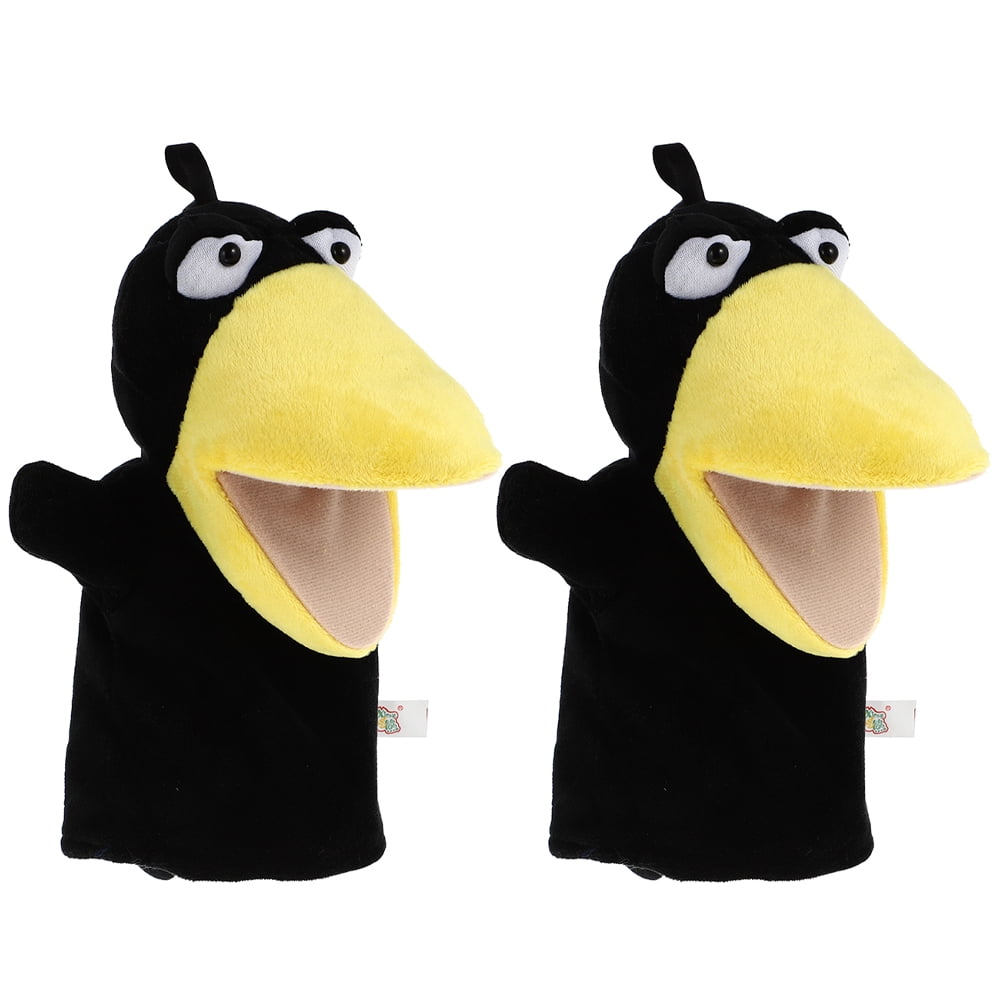 2 Pcs Crow Hand Puppet Puppets for Kids Animals Kids' Toys Stuffed