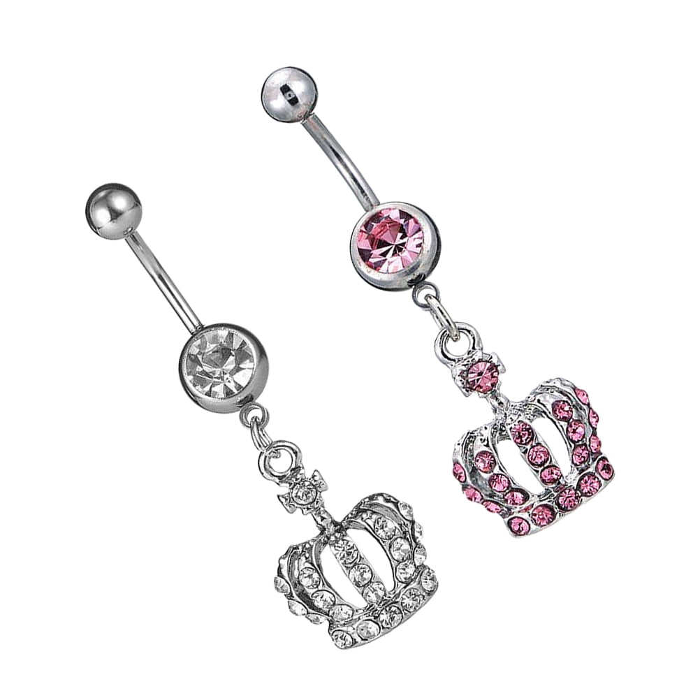 2 Pcs Crown Belly Ring Decorative Piercing Jewelry Nose Piercing Belly