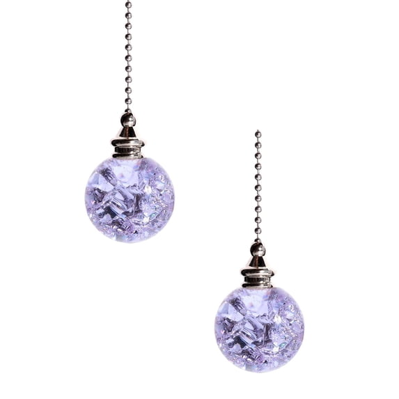2 Pcs Crystal Ceiling Fan Pull Chain, Glass Ceiling Fan Pull Chain, Fan Lamp String Pulls Crystal Decorative Extension with Connector for Ceiling Light Fan 21"