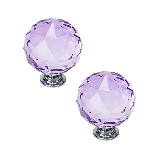 2 Pcs Crystal Glass Door Knob, Crystal and Chrome Modern Cabinet and Drawer Knob for Kitchen, Bathroom, and Furniture 30mm