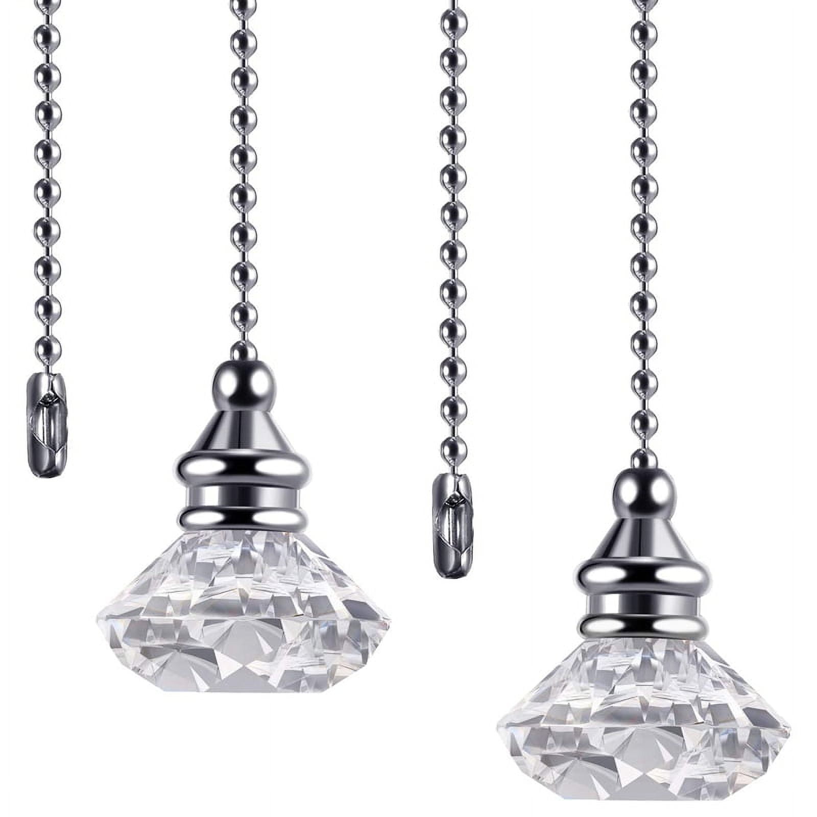 2 Pcs Crystal Pull Chains Ceiling Fan Chain Extension Pendant 50cm Extender Ornament