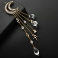 thumbnail image 1 of 2 Pcs Crystal Rhinestone Dangle Hairpins with Moon, Star, and Tassel Charms - Hair Accessories, Barrettes, Hair Clips with Crystal Beads for Women, Bridal, 1 of 7