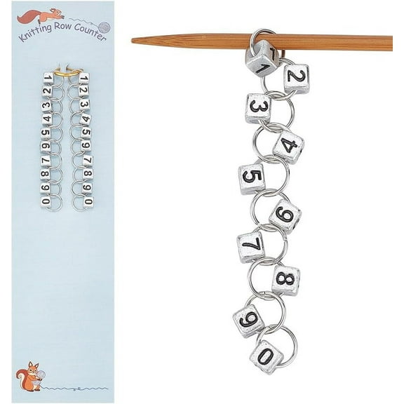 2 Pcs Cub with Number Acrylic Pendant Knitting Row Counter Chains Number Beads Acrylic Stitch Markers Row Counting Accessories for DIY Knitting Crochet Tracking Project Progress