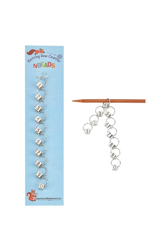 2 Pcs Cube Charm Knitting Row Counter Chains Metal 0 to 9 Number Stitch Marker for Knitting Crochet Tracking Project Progress Silver (up to 9mm)