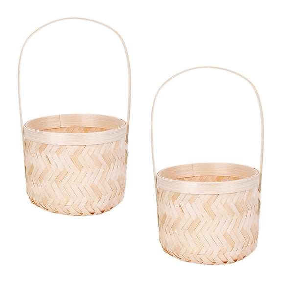 2 Pcs Flower Basket Handheld Flowerpot Rattan Girl Storage Child