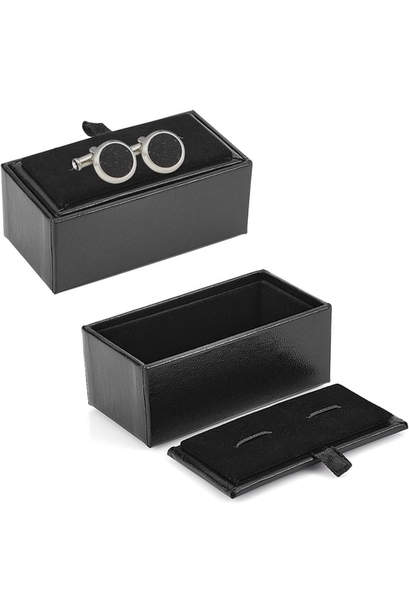 2 Pcs Cufflink Box Gift Case Small Portable Organizer Boxes Vintage Gift Box with Sponge Inside and Snap Cover