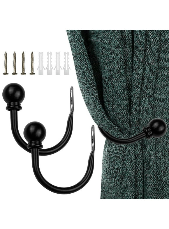 2 Pcs Curtain Holdbacks Metal Tie Backs Curtain Holders for Wall Decorative Curtain Holdback U Shaped Curtain Hooks Holder with Screws for Home Accessories