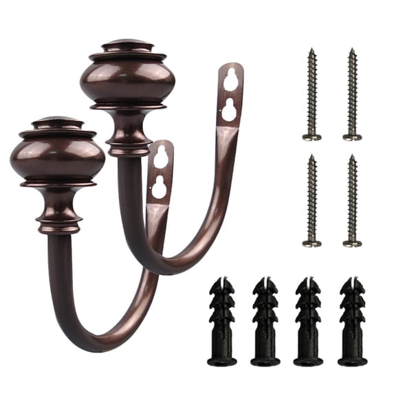 2 Pcs Curtain Holdbacks,Wall Mounted Drapery Tiebacks with Screws,Decorative Curtain Holders,Metal Curtain Side Hooks,U-Shaped Decorative Curtain Hook Holder for Bedroom, Livingroom, Office,Bronze