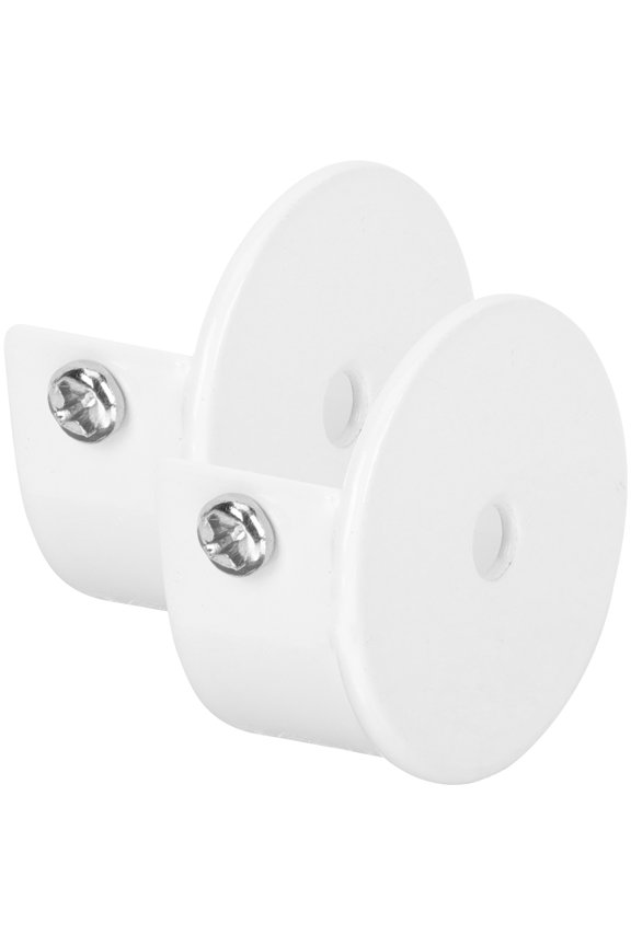 2 Pcs White Curtain Rod Brackets End Holders Closet Support Poles Hardware Accessories