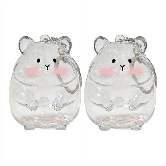 2 Pcs Cute Collectible Hamster Hair Keychain, Decorative Storage Souvenir Pendant for Pet Lovers
