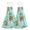 thumbnail image 1 of 2 Pcs Cute Crocodile Surfing Kitchen Hand Towels with Hanging Loops Absorbent Soft Fast Drying Decor Bath Towels, 1 of 7