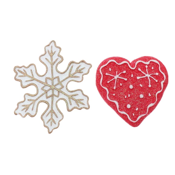Clispeed Christmas Fridge Magnets Resin Snowflake Heart Assorted Colors 2Pcs
