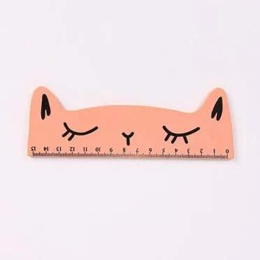 2 Pcs Cute Kawaii Lovely Cat Wooden Straight Ruler Study Drawing Tool Student Stationery 2pcs pink