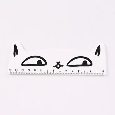 2 Pcs Cute Kawaii Lovely Cat Wooden Straight Ruler Study Drawing Tool Student Stationery 2pcs white