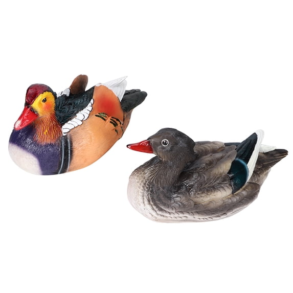 2 Pcs Cute Resin Outdoor Garden Fountain Pool Mandarin Duck Pond Decoration Ornament Craft