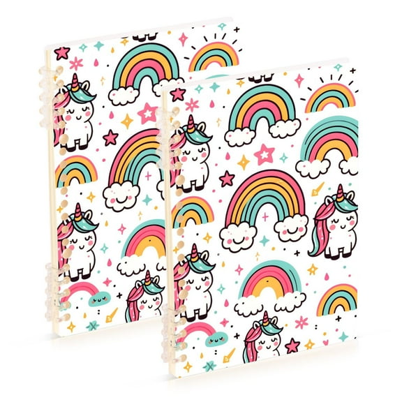 2 Pcs Cute Unicorns and Rainbow Spiral Notebooks 60 Sheets 120 Pages A5 Journal Notepad 8.3x5.7 Inch Thick Adjustable College Ruled Paper