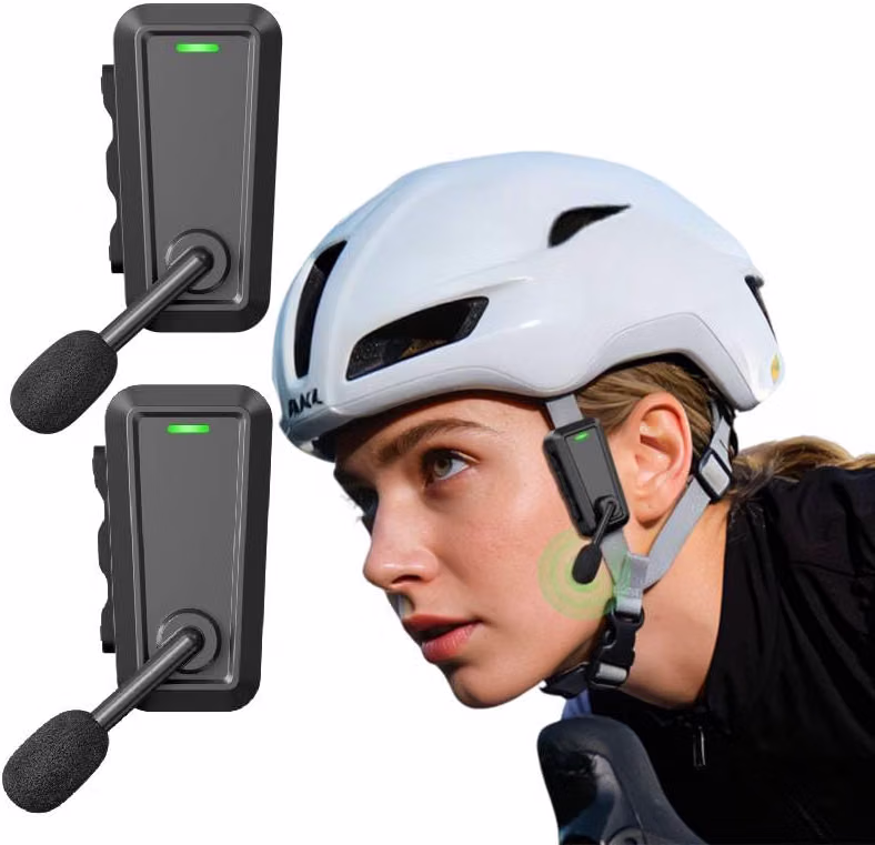 2 Pcs Cycling Intercom Headset, Waterproof Bluetooth Earpiece for Helmet, 520m Two-Way Communication with Noise Cancelling, for Bike Skiing Climbing