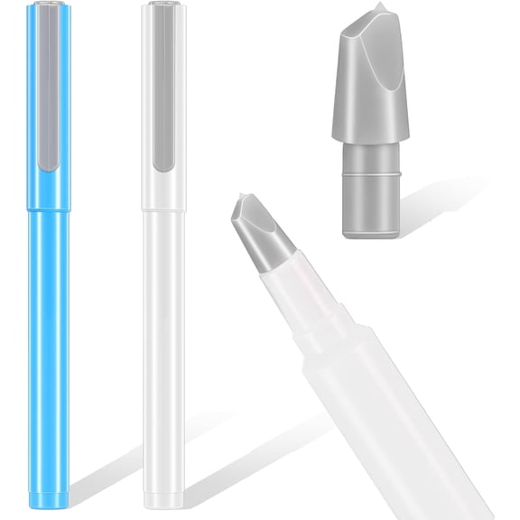 2 Pcs DIY Diamond Painting Parchment Paper Cutter Precis Craft Ceramic Blade Knife Pen for Cutting Art with Replaceable (Blue, White)
