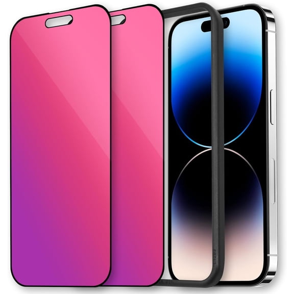 2 Pcs Dazzling Gradient Colorful Anti-Spy Tempered Glass Screen Protector, Electroplated Anti-Blue Light,HD Anti-scratch Privacy Protection (Phone 15)