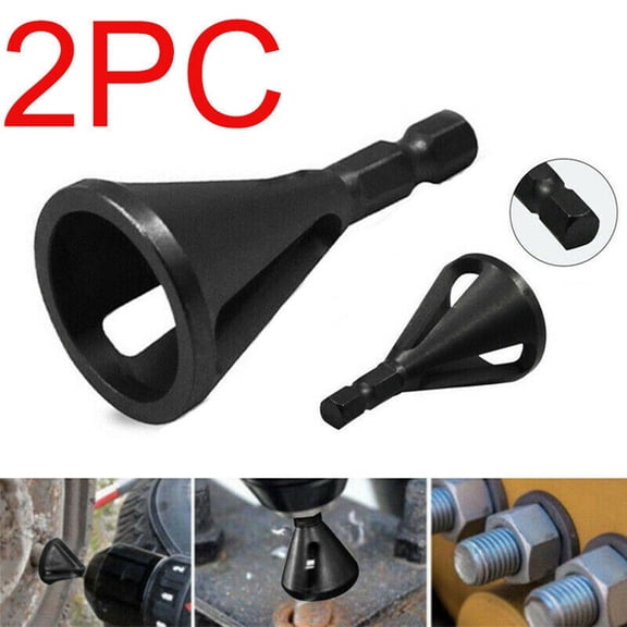 2 Pcs Deburring External Chamfer Tool for Drill Bit, CR12MOV Remove Burr Tools with Hex Shank, Black
