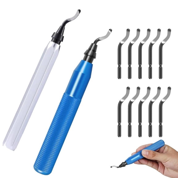 2 Pcs  Deburring Tool Kit, Edge Burr Remover, Edges Removing Hand Tool, Burr Removal Reamer Tool with 10 Extra Blades for Metal, PVC Plumbing Pipe, 3D Printing, Plastic, Copper, Resin Art