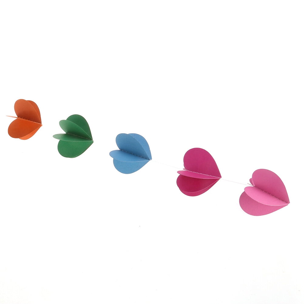 3D Glitter Heart Garland Banner – 7-Color Mix Paper Hanging Decor For Wedding, Birthday, Baby Shower Parties